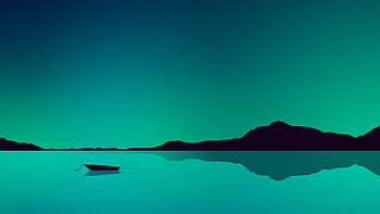 Lake Minimal Green , boat, lake, minimalism, minimalist, artist, artwork, digital-art HD wallpaper