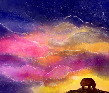 Sky, Art, Multicolored, Motley, Bear HD wallpaper
