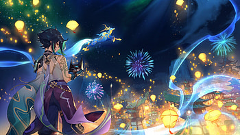 Xiao Liyue, Lantern Rite festival, Genshin Impact , Atmospheric scenery HD wallpaper