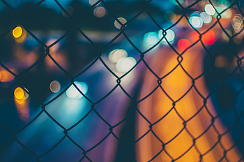 Chain Fence Long Exposure Orange Blue Blur , chain, fence, blur, macro, long-exposure HD wallpaper