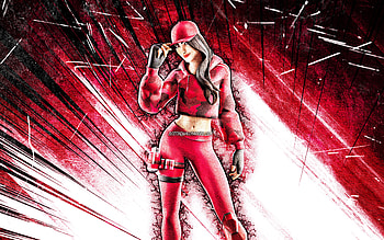 Ruby, grunge art, Fortnite Battle Royale, Fortnite characters, Ruby Skin, red abstract rays, Fortnite, Ruby Fortnite HD wallpaper