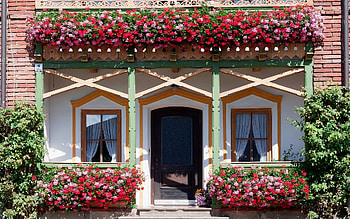 Farmhouse in Bavaria, Germany, flowers, Germany, windows, house HD wallpaper