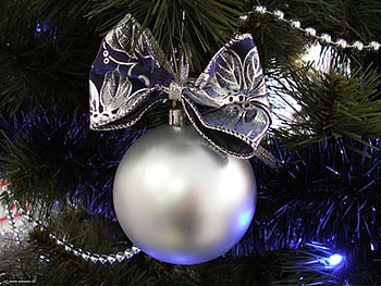 Silver ball, decoration, holiday, christmas, ball, silver HD wallpaper
