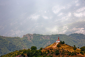Church in the mountain, graphy, bulgaria, sky, church, mountain HD wallpaper