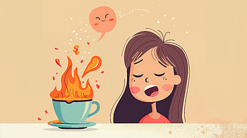 Cute Coffee Catastrophe in !, cartoon, cute, coffee, girl, fire HD wallpaper