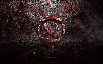 Viber logo, grunge art, Viber stone logo, red stone texture, Viber, grunge stone texture, Viber emblem, Viber 3d logo HD wallpaper