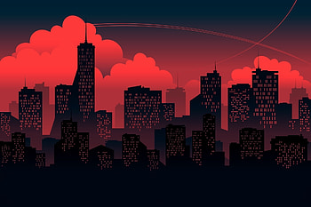 Night, cityscape, dark, silhouette, art HD wallpaper