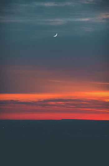 Nature, Sky, Night, Moon, Horizon, Shine, Light HD phone wallpaper