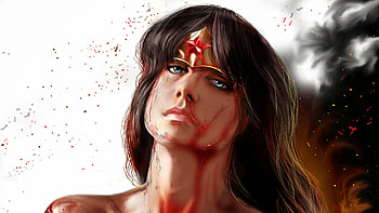 Artwork Wonder Woman Bleeding, wonder-woman, superheroes, artwork, digital-art HD wallpaper