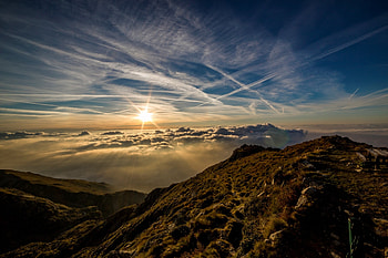 Sun Mountains Dusk Dawn, mountains, dusk, dawn, sunset, nature, sunrise, clouds HD wallpaper
