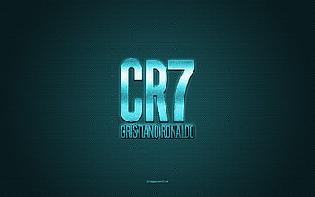 CR7 logo, blue shiny logo, CR7 metal emblem, blue carbon fiber texture, CR7, Cristiano Ronaldo, brands, creative art, CR7 emblem, Cristiano Ronaldo logo HD wallpaper