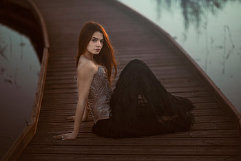 Girl Pier Side , girls, model, pier HD wallpaper