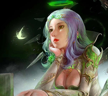 Fantasy girl, green, art, fantasy, face, luminos, gd chen, girl HD wallpaper
