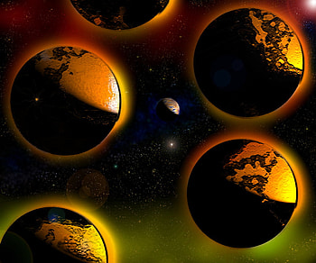 Cloudy Space, space, cloudy, planets, yellow HD wallpaper
