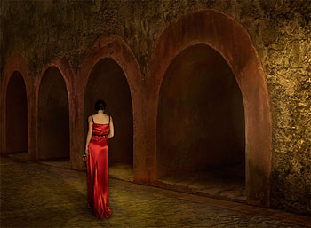 Departure, lady, dresses, red HD wallpaper