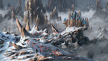 Art, Snow, Lock, Building, Rocks, Snow Covered, Snowbound HD wallpaper