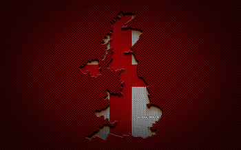 England map, , European countries, English flag, red carbon background, England map silhouette, England flag, Europe, English map, England, flag of England HD wallpaper