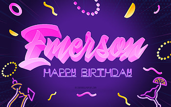 Happy Birtay Emerson, , Purple Party Background, Emerson, creative art, Happy Emerson birtay, Emerson name, Emerson Birtay, Birtay Party Background HD wallpaper