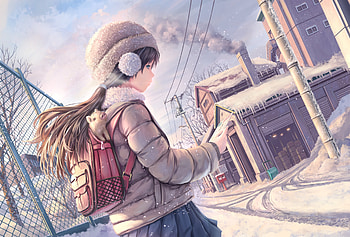 Brunette Anime Girl Snow Covered, anime-girl, brunette, anime, artist, artwork, digital-art HD wallpaper