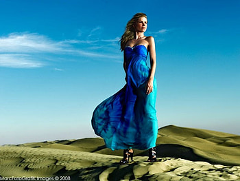 SKY BLUE DRESS, blue, valley, sky, nature, dress, woman HD wallpaper