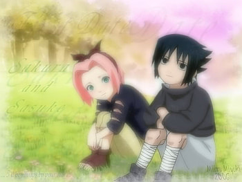 Past, sasuke, trees, blurry, sakura HD wallpaper