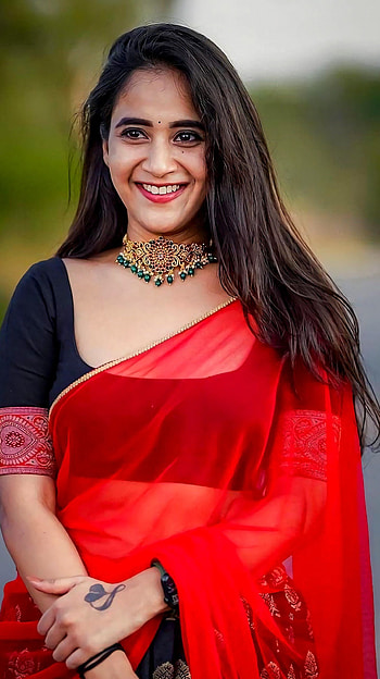 Sunaina, telugu model, saree beauty HD phone wallpaper