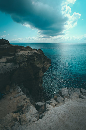 Cliff, coast, sea, nature HD phone wallpaper