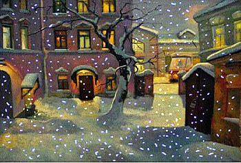 A. Schepalin. evening snow, winter, painting, art, a schepalin, snow HD wallpaper