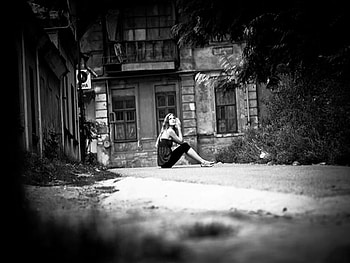 Far Away, model, graphy, woman, black and white HD wallpaper