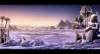 Frozen Egypt, palm, snow, pyramid, ice HD wallpaper
