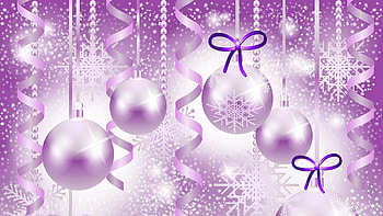 Pink Purple Shine, Feliz Navidad, New Year, ribbons, balls, purple, Firefox theme, snowflakes, holiday, pink, Christmas, lavender, shine, decorations HD wallpaper