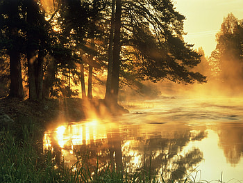 Sunset, river HD wallpaper