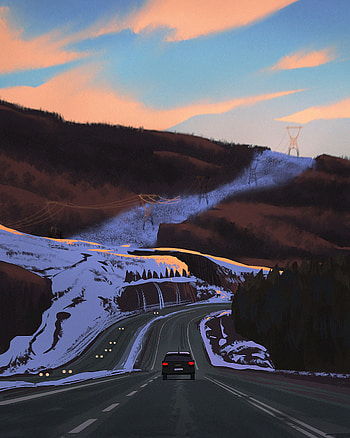 Art, Road, Car, Relief, Machine, Journey HD phone wallpaper