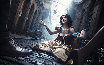 Beggar, street, begar, snow white, woman HD wallpaper