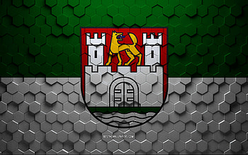Flag of Wolfsburg, honeycomb art, Wolfsburg hexagons flag, Wolfsburg, 3d hexagons art, Wolfsburg flag HD wallpaper