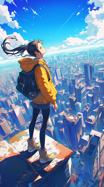 Urban Heights - Anime Adventure, Anime, anime girl, anime city, girl, cityscape HD phone wallpaper