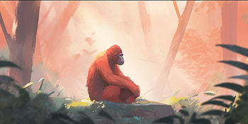 Majestic Orangutan in Misty Forest, Animal, Orangutan HD wallpaper