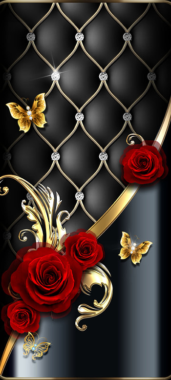 Luxury Golden Rose, hybrid tea rose, product, butterfly, metal, abstract, leather, flower HD phone wallpaper