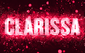 Happy Birtay Clarissa, , pink neon lights, Clarissa name, creative, Clarissa Happy Birtay, Clarissa Birtay, popular american female names, with Clarissa name, Clarissa HD wallpaper
