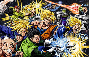 Dragon Ball, gohan, fight, dbz, war, heroes, goku, anime, vegeta, piccolo, android, z fighters, trunks HD wallpaper