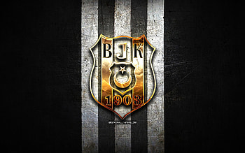 Besiktas Basketbol, golden logo, Basketbol Super Ligi, black metal background, turkish basketball team, Besiktas Basketbol logo, basketball, Besiktas JK HD wallpaper