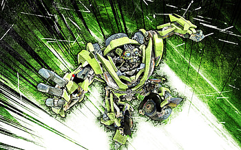 Skids, grunge art, Transformers, creative, Autobot, Skids Transformer, green abstract rays, Skids , ROTF, Chevrolet Spark Transformer HD wallpaper
