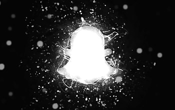 Snapchat white logo, , white neon lights, creative, black abstract background, Snapchat logo, social network, Snapchat HD wallpaper