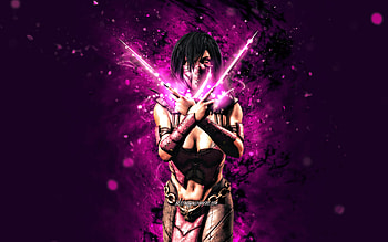 Mileena, , purple neon lights, Mortal Kombat Mobile, fighting games, MK Mobile, creative, Mortal Kombat, Mileena Mortal Kombat HD wallpaper