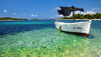 Boat travels, White blue speed boat, Nature sea HD wallpaper
