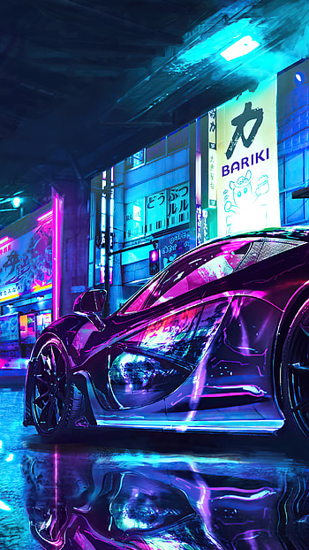 Neon, auto, city HD phone wallpaper