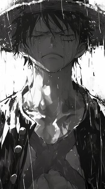 Melancholic Luffy: A Rainy One Piece , One Piece, Monkey D. Luffy, manga, sad anime, Rain Anime HD phone wallpaper