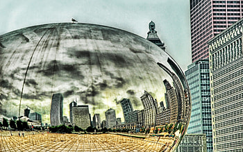 mercury blob sculpture in chicago r, reflection, city, sculpture, r, modern HD wallpaper