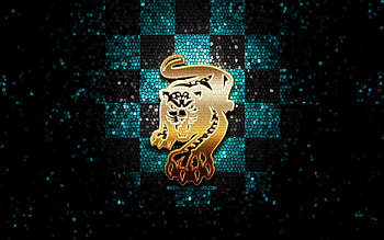 HC Sochi, glitter logo, KHL, blue black checkered background, hockey, Kontinental Hockey League, HC Sochi logo, mosaic art, russian hockey team HD wallpaper