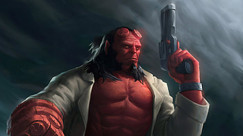 Hellboy With Gun, hellboy, superheroes, artwork, digital-art, art HD wallpaper